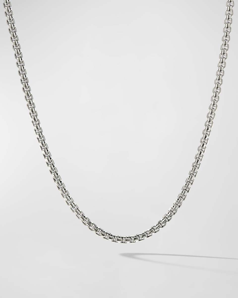 Box Chain Necklace in Silver with 14K Gold Accent, 3.6mm, 26"L
